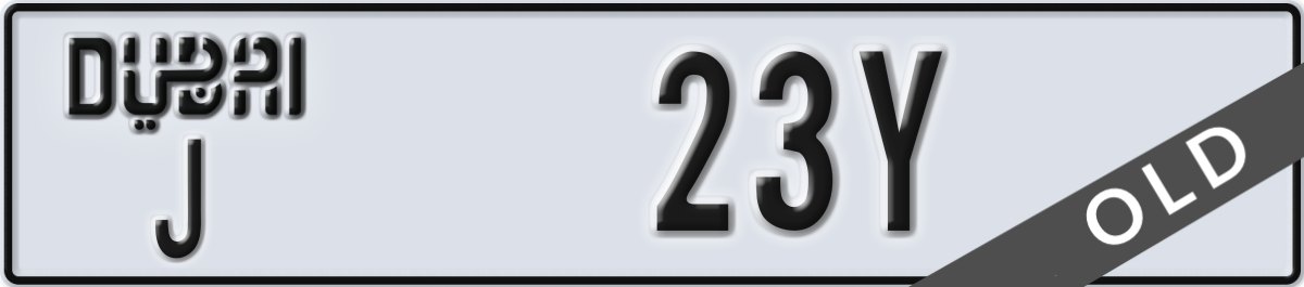 dubai License Plate Number 23Y Code J