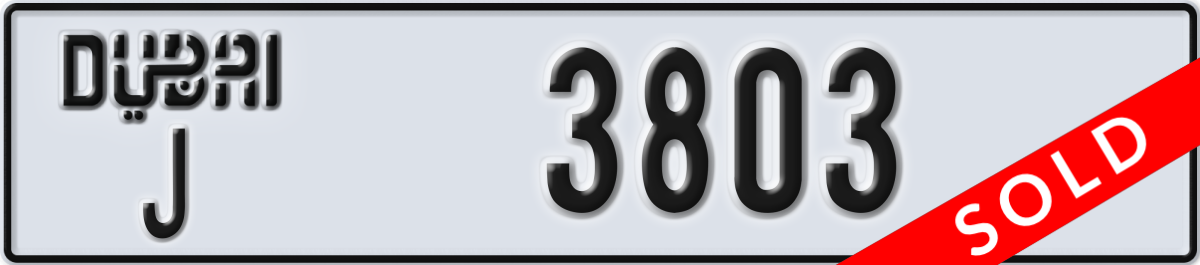 dubai License Plate Number 3803 Code J