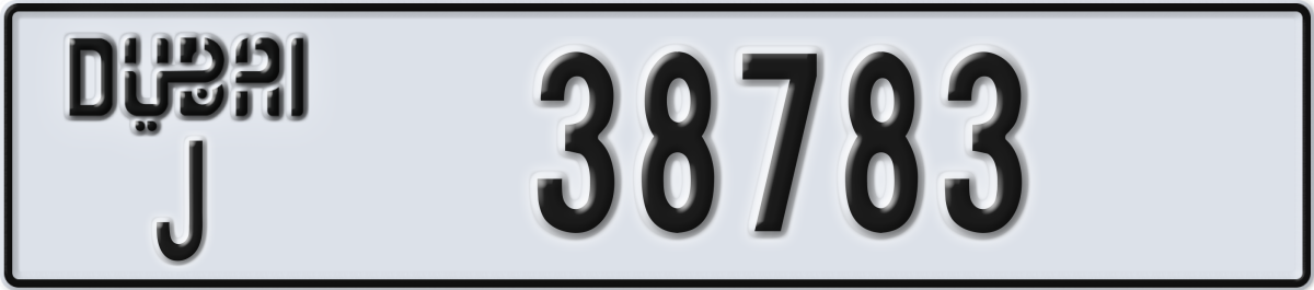 dubai License Plate Number 38783 Code J