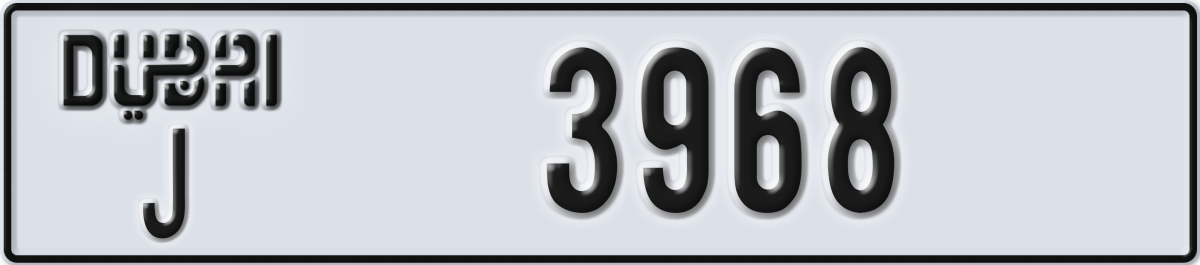 dubai License Plate Number 3968 Code J