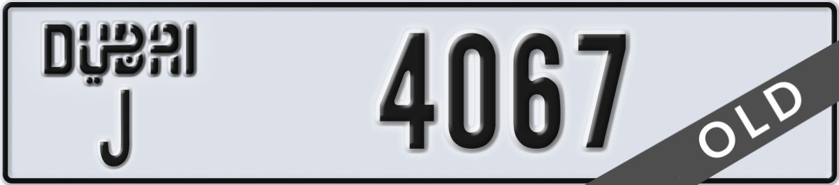 dubai License Plate Number 4067 Code J