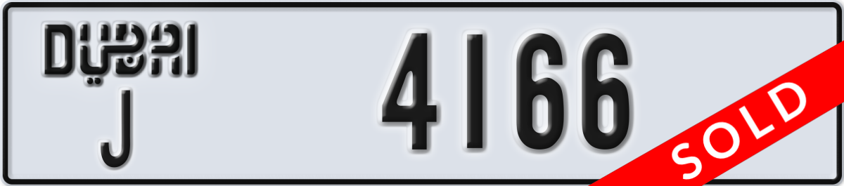 dubai License Plate Number 4166 Code J