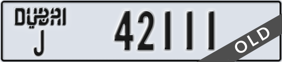 dubai License Plate Number 42111 Code J