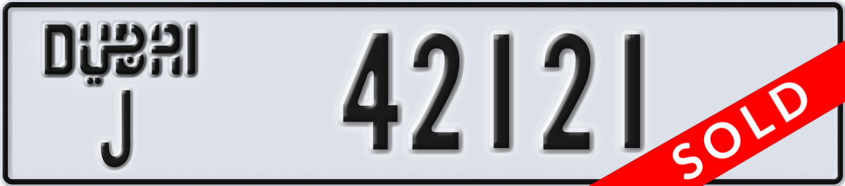 dubai License Plate Number 42121 Code J