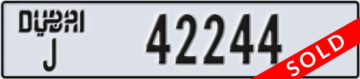 dubai License Plate Number 42244 Code J
