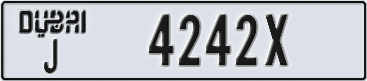 dubai License Plate Number 4242X Code J