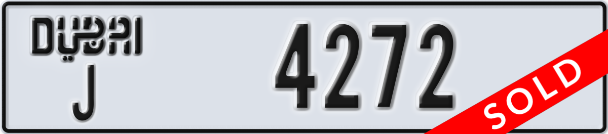 dubai License Plate Number 4272 Code J