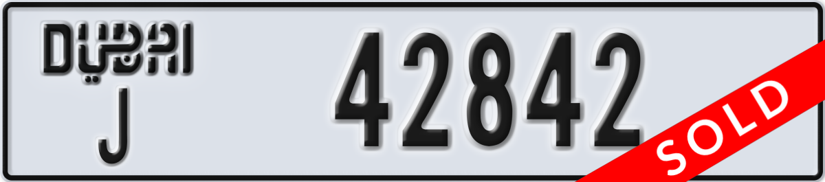 dubai License Plate Number 42842 Code J