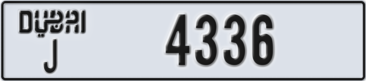 dubai License Plate Number 4336 Code J