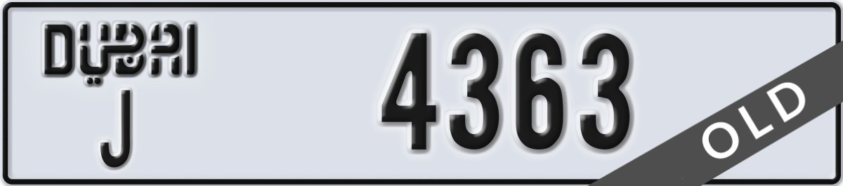 dubai License Plate Number 4363 Code J