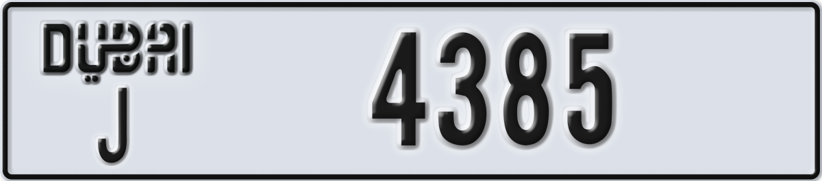 dubai License Plate Number 4385 Code J