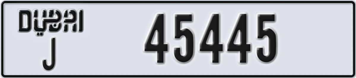 dubai License Plate Number 45445 Code J