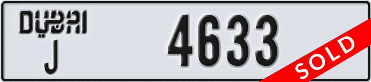 dubai License Plate Number 4633 Code J