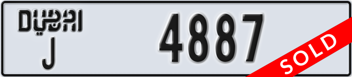 dubai License Plate Number 4887 Code J