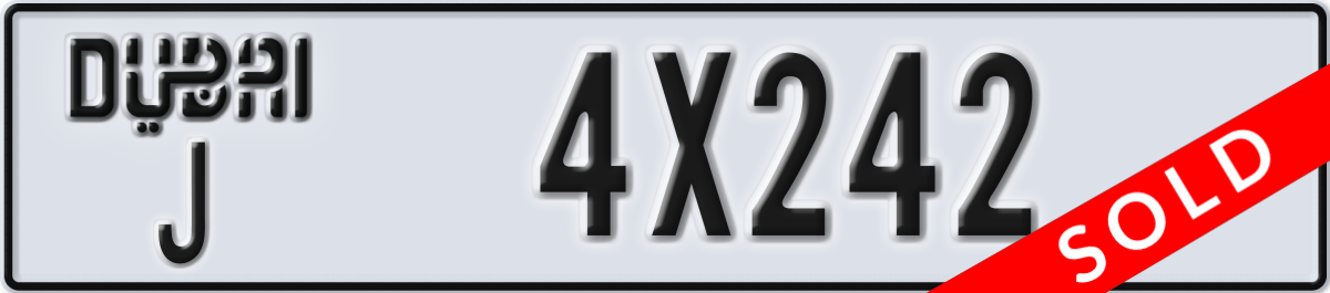 dubai License Plate Number 4X242 Code J