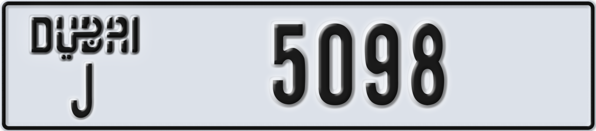 dubai License Plate Number 5098 Code J
