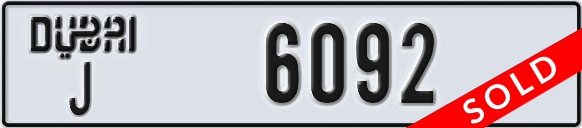 dubai License Plate Number 6092 Code J