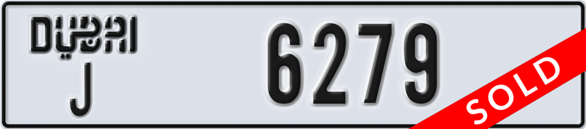 dubai License Plate Number 6279 Code J