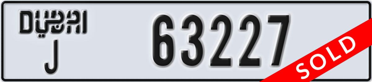 dubai License Plate Number 63227 Code J