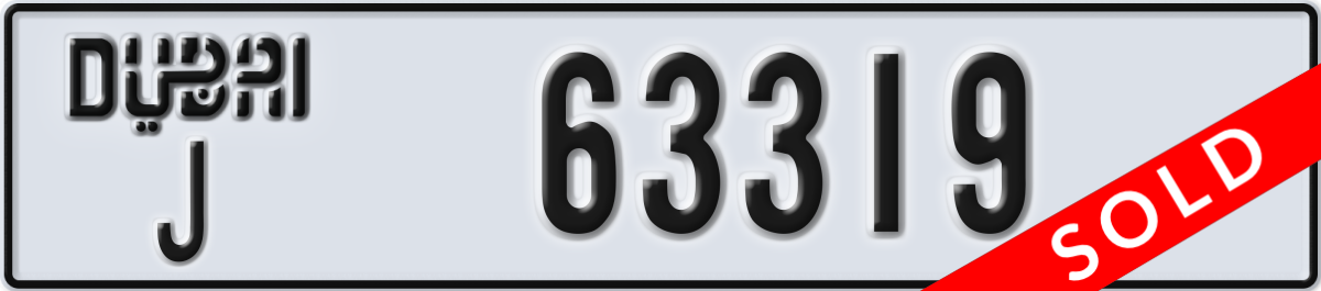 dubai License Plate Number 63319 Code J