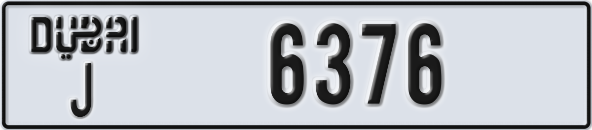 dubai License Plate Number 6376 Code J