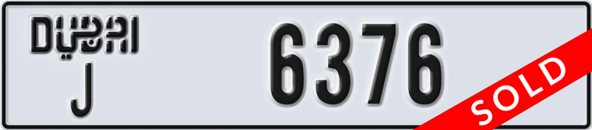 dubai License Plate Number 6376 Code J