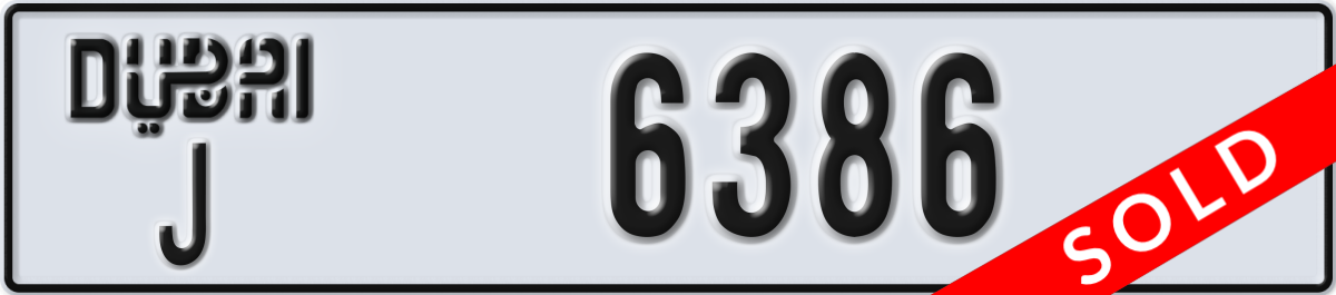 dubai License Plate Number 6386 Code J