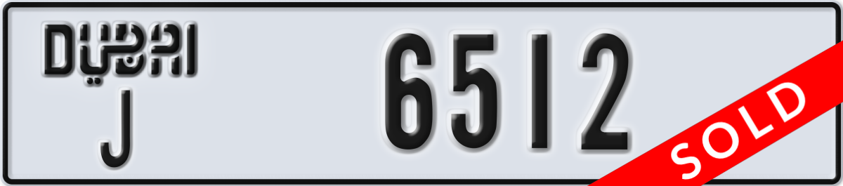 dubai License Plate Number 6512 Code J