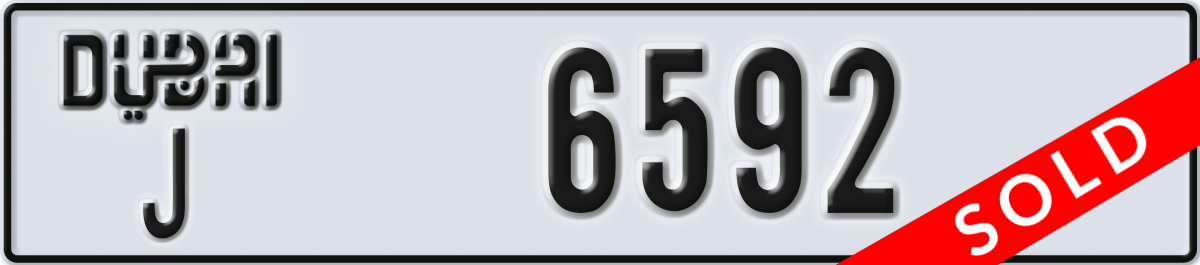 dubai License Plate Number 6592 Code J