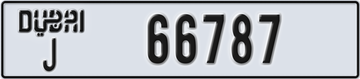 dubai License Plate Number 66787 Code J