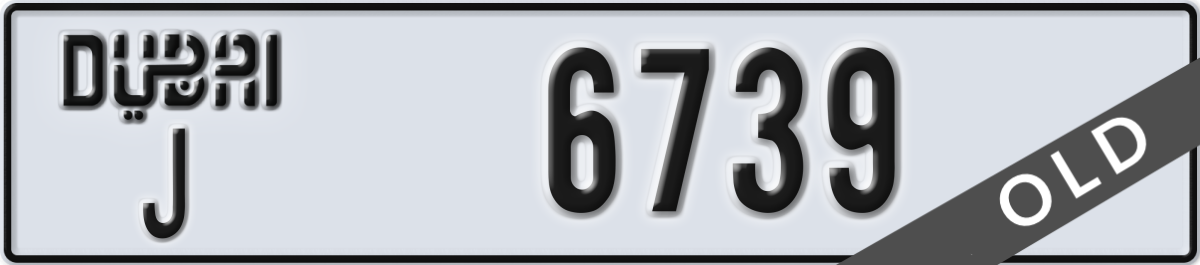 dubai License Plate Number 6739 Code J