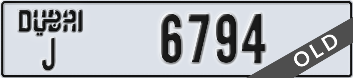 dubai License Plate Number 6794 Code J