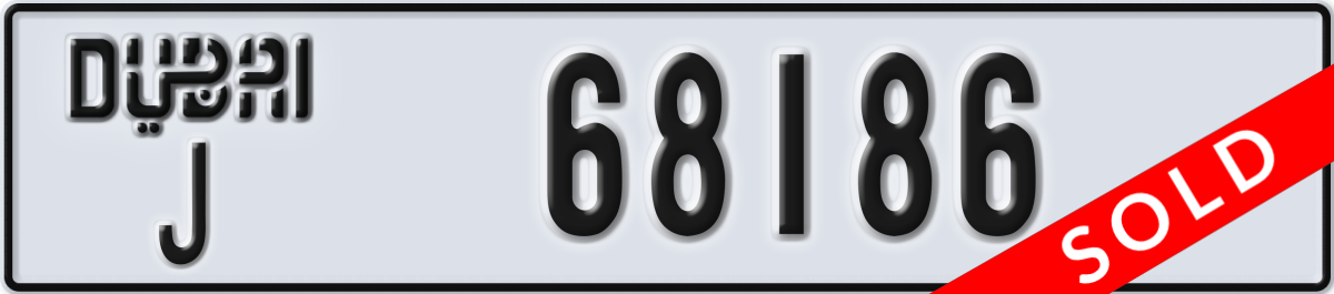 dubai License Plate Number 68186 Code J