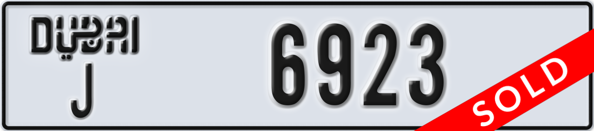 dubai License Plate Number 6923 Code J