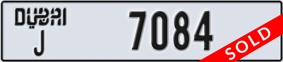 dubai License Plate Number 7084 Code J
