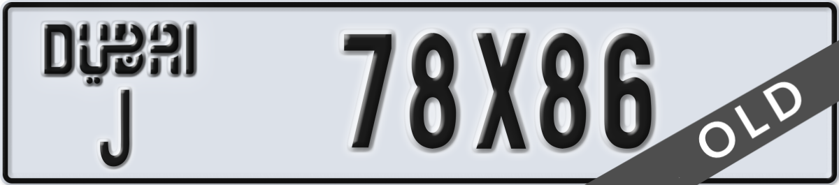 dubai License Plate Number 78X86 Code J