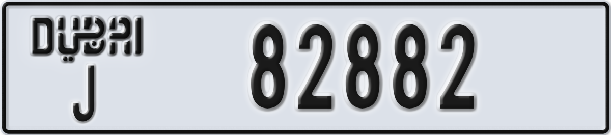 dubai License Plate Number 82882 Code J