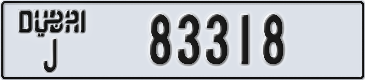 dubai License Plate Number 83318 Code J