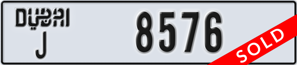 dubai License Plate Number 8576 Code J