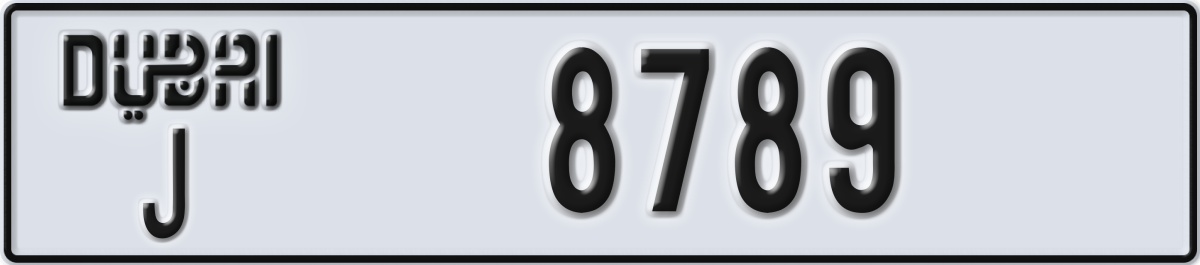 dubai License Plate Number 8789 Code J