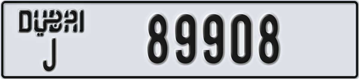 dubai License Plate Number 89908 Code J