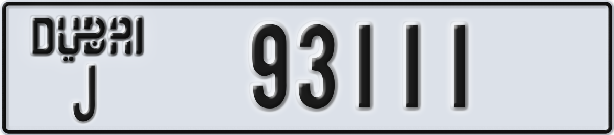 dubai License Plate Number 93111 Code J