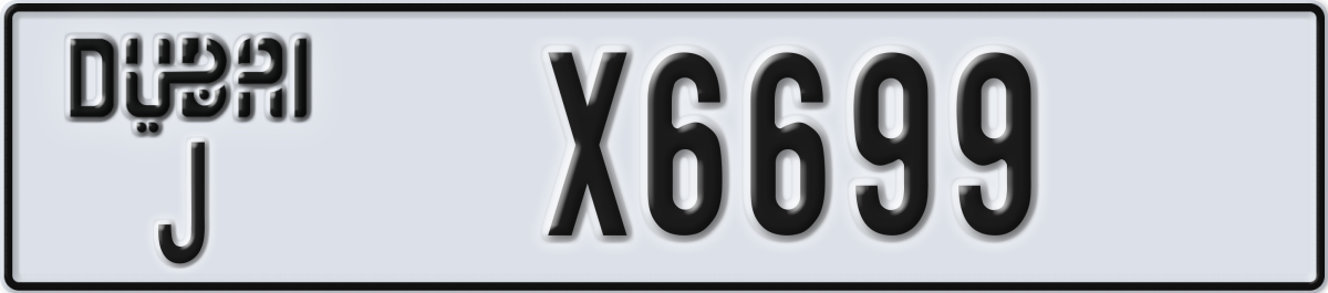 dubai License Plate Number X6699 Code J