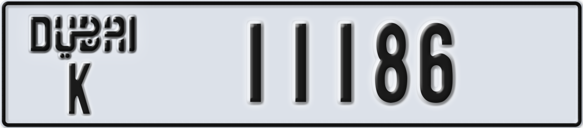 dubai License Plate Number 11186 Code K