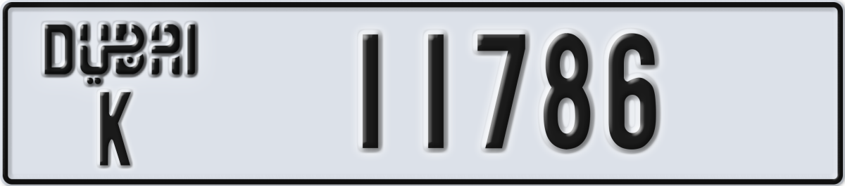 dubai License Plate Number 11786 Code K