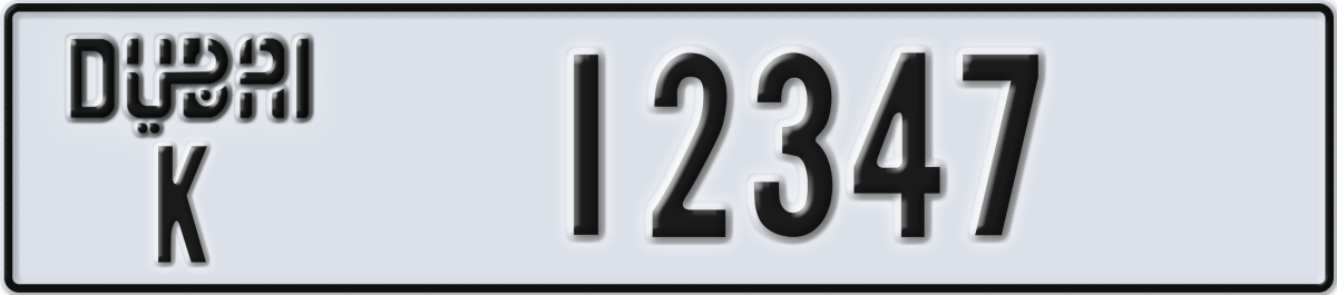 dubai License Plate Number 12347 Code K