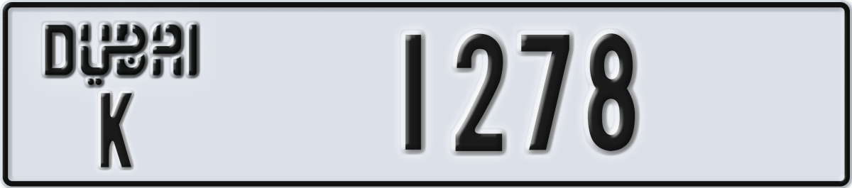dubai License Plate Number 1278 Code K