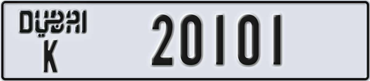 dubai License Plate Number 20101 Code K