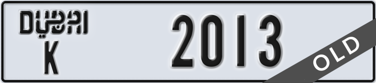 dubai License Plate Number 2013 Code K