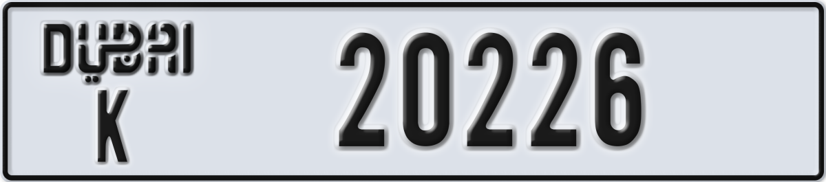 dubai License Plate Number 20226 Code K